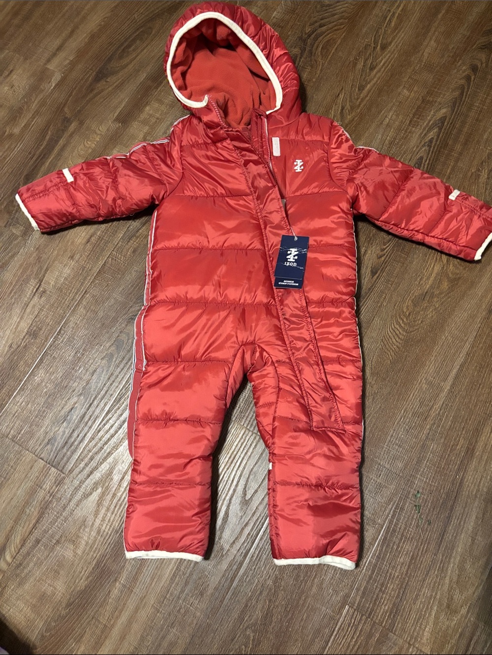 Izod Red Hooded Puffer One-Piece Snowsuit for Kids. NWT